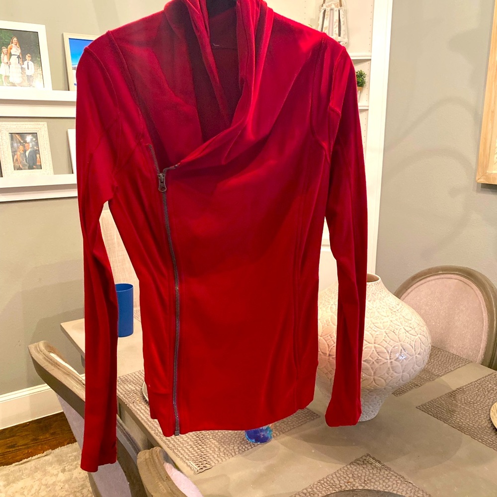 Red Lululemon side wrap zipper jacket
